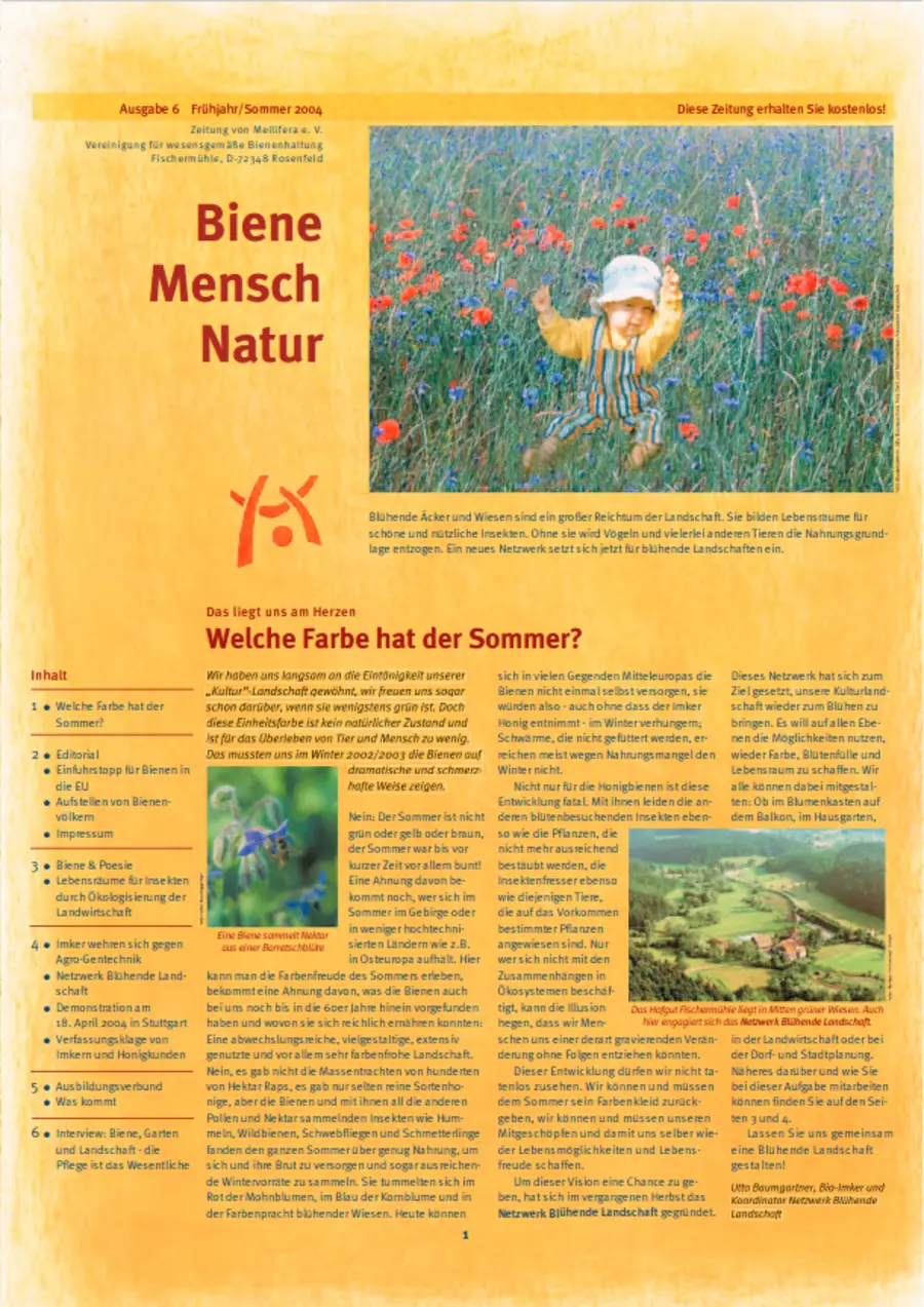Cover von »Biene Mensch Natur« Ausgabe 6 | Fr&uuml;hjahr/Sommer 2004