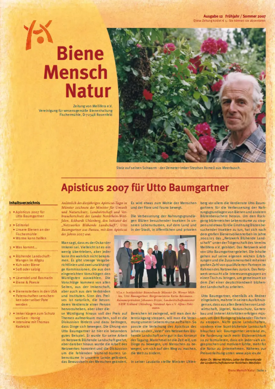 Cover von »Biene Mensch Natur« Ausgabe 12 | Fr&uuml;hjahr/Sommer 2007