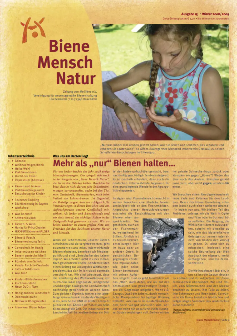 Cover von »Biene Mensch Natur« Ausgabe 15 | Winter 2008/2009