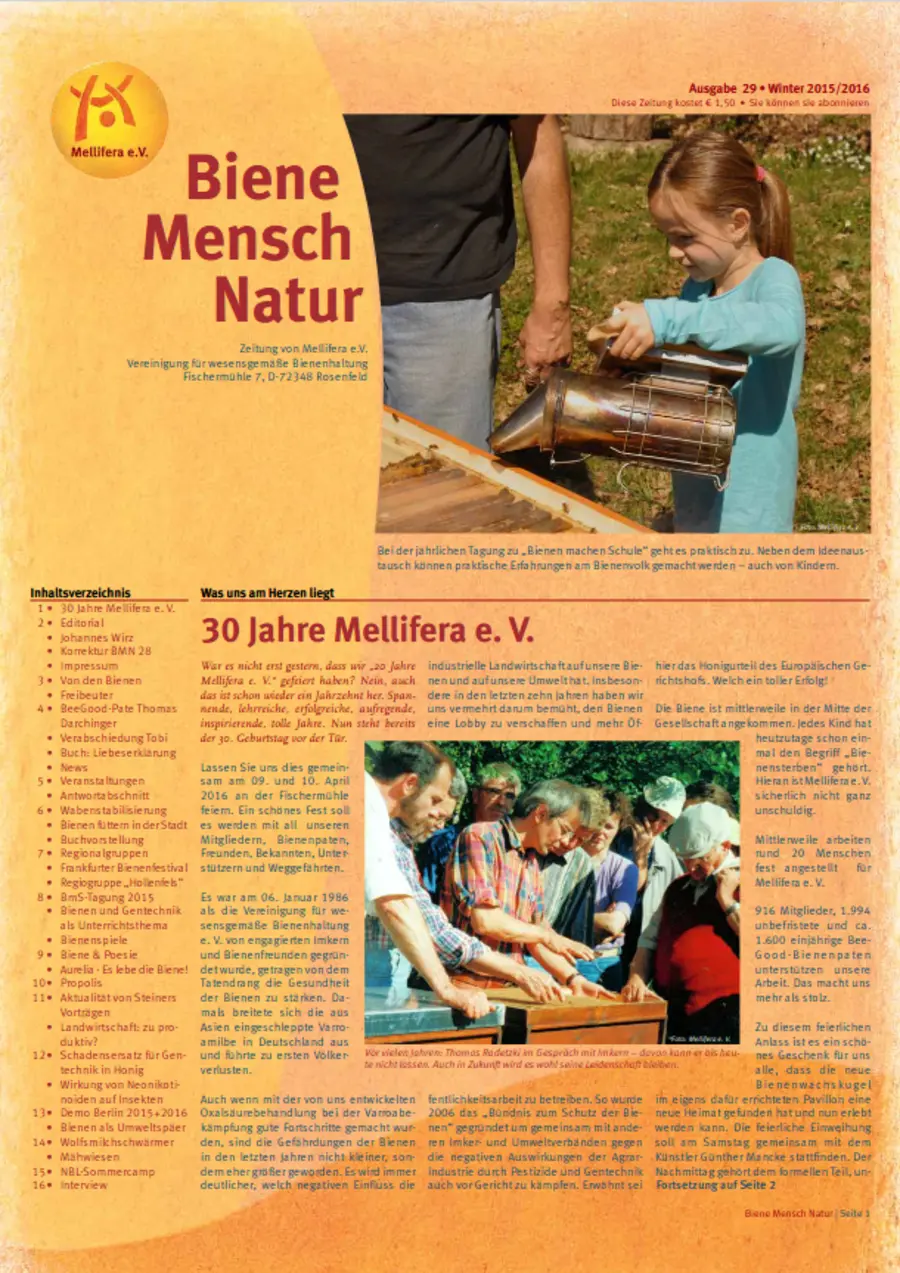 Cover von »Biene Mensch Natur« Ausgabe 29 | Winter 2015/2016