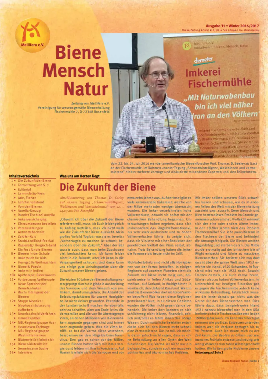 Cover von »Biene Mensch Natur« Ausgabe 31 | Winter 2016/2017