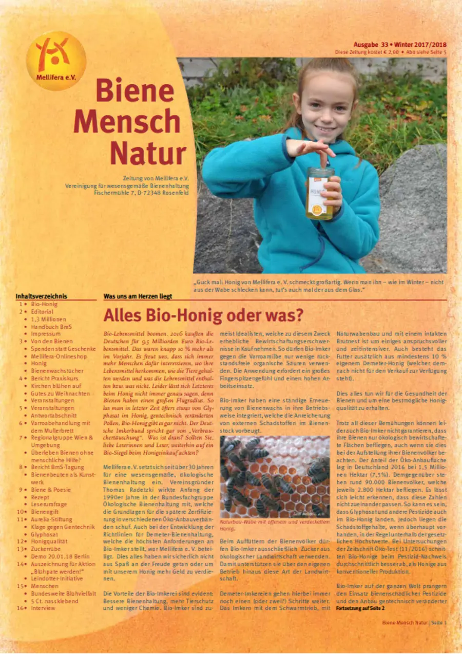 Cover von »Biene Mensch Natur« Ausgabe 33 | Winter 2017/2018